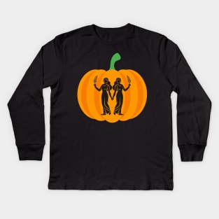 Halloween Jack O Lantern Gemini Zodiac Sign Kids Long Sleeve T-Shirt